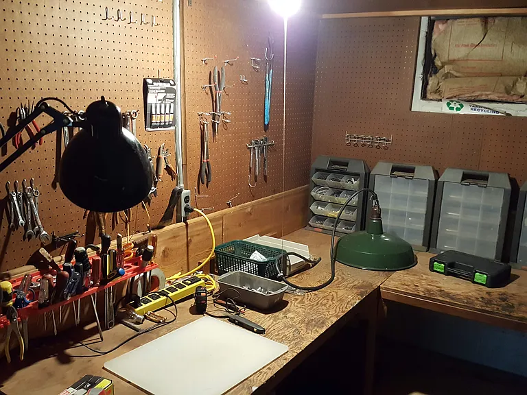 Workbench area in basement