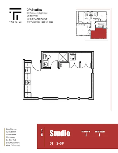 Floor plan Studio - 328 sqft