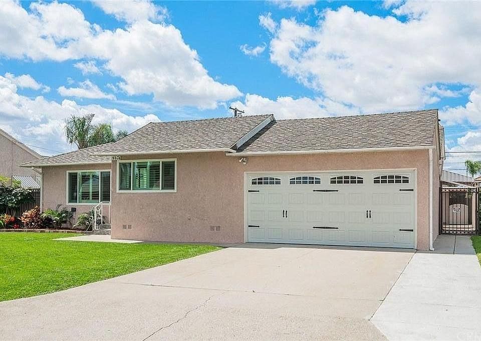 Front yard, attached garage