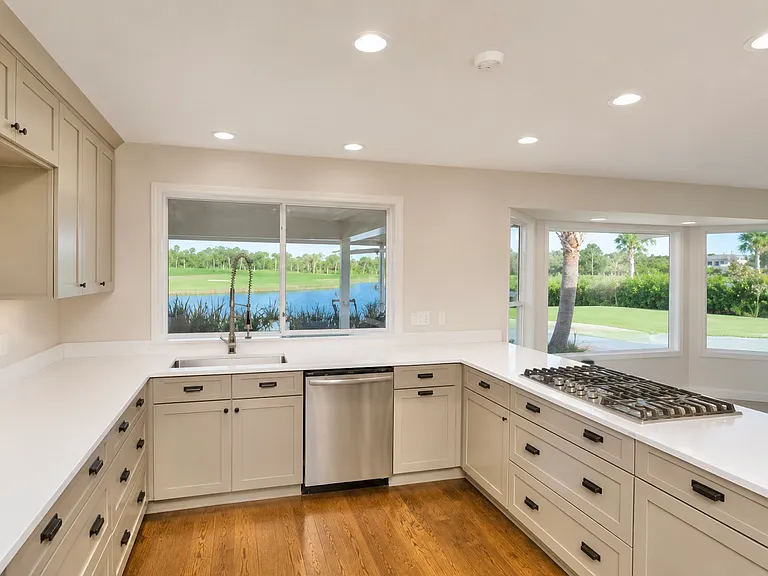 Kitchen and breakfast nook facing pool and golf course