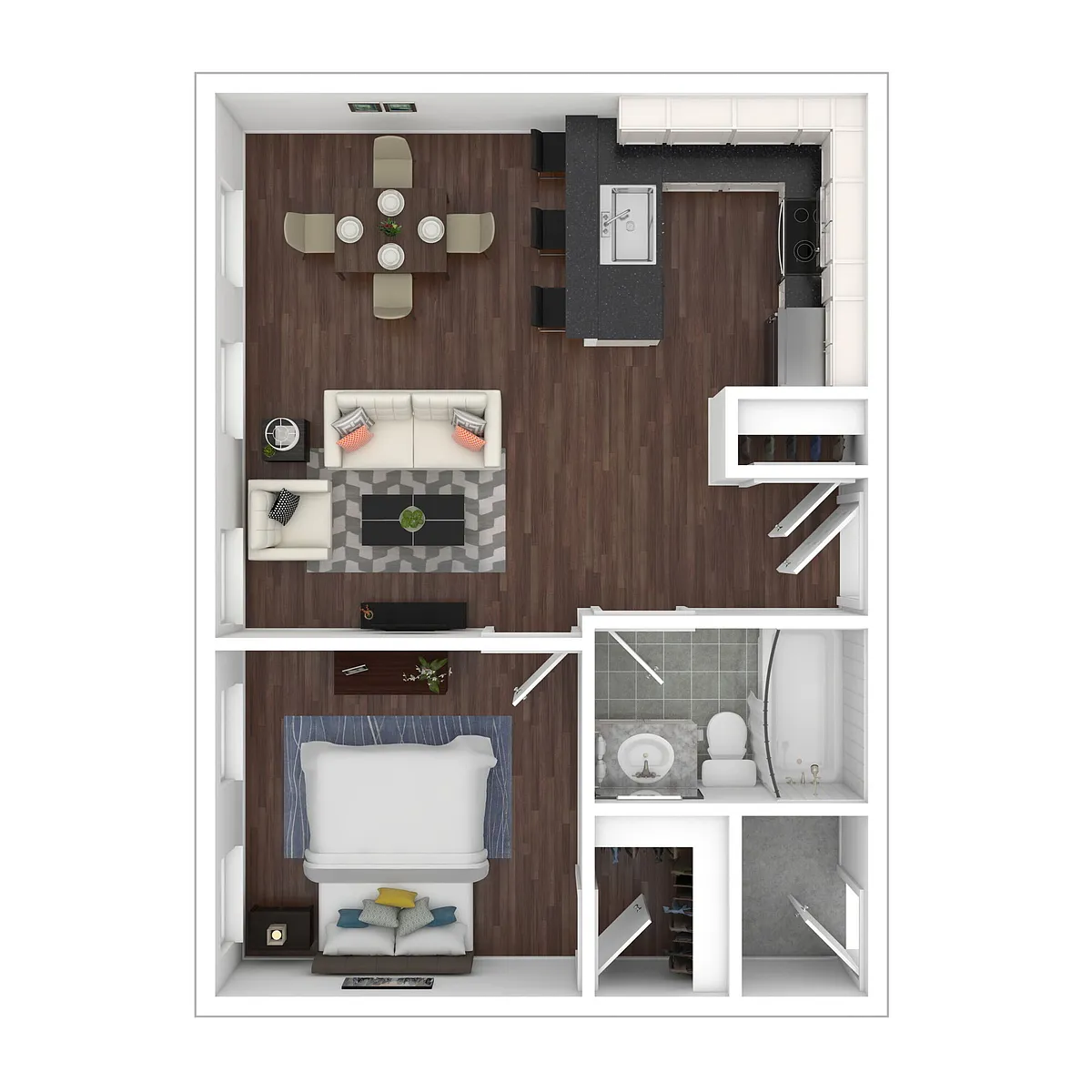Floor plan 1 Bed 1 Bath B