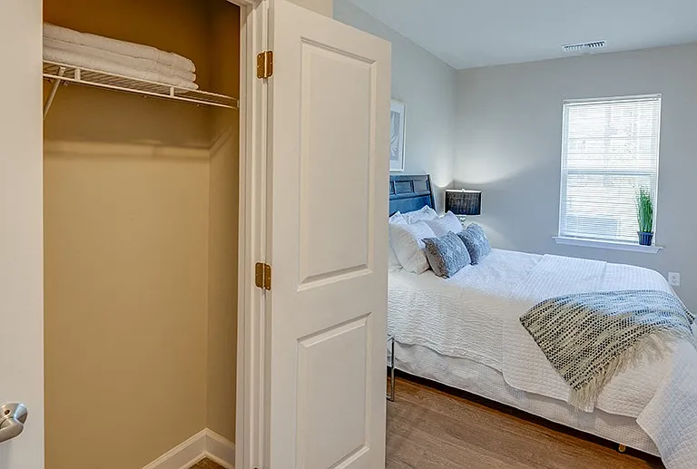 Bedroom with large closets