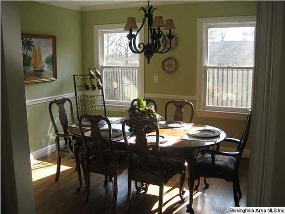 Dining room has chair rail molding