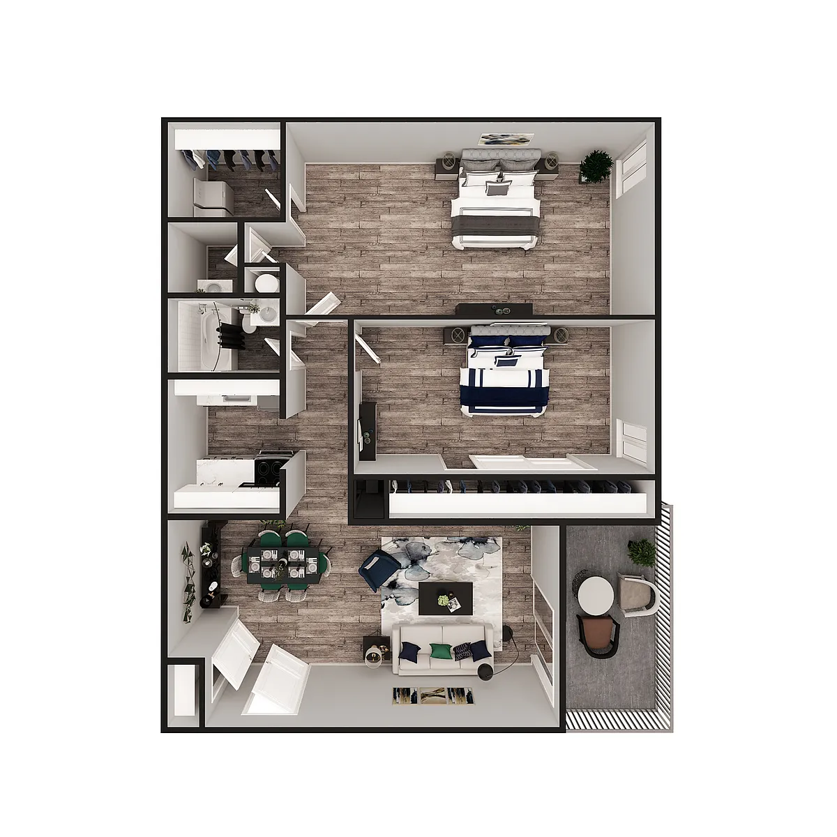 Floor plan 2 Bedroom 1.5 Bath