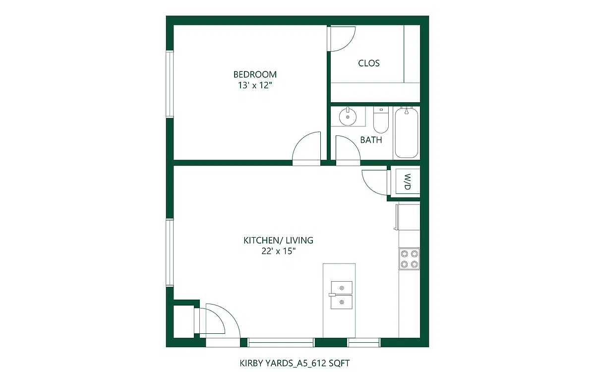 Floor plan 1 bed 1 bath