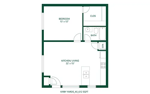 Floor plan 1 bed 1 bath