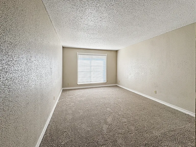 Comfortable bedroom with plush carpet and plenty of natural light at Borders Apartments, Brownsville TX.