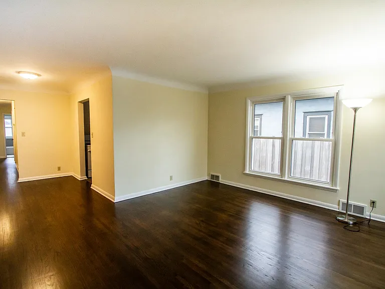 Living room/dining room with beautiful hardwood floors