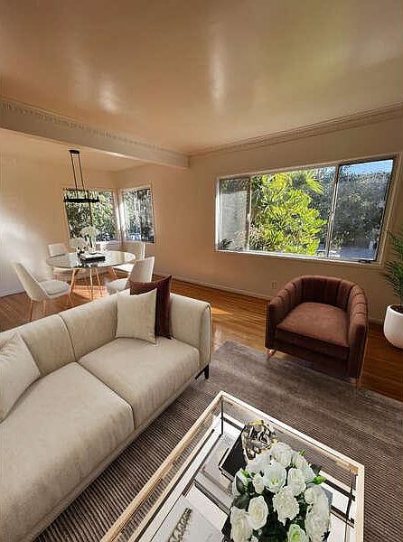 living room and dining area