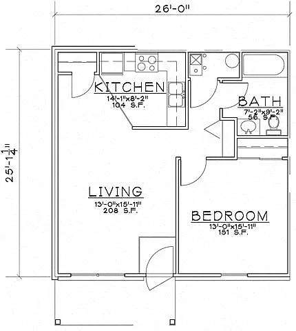 Floor plan 1 Bedroom Unit