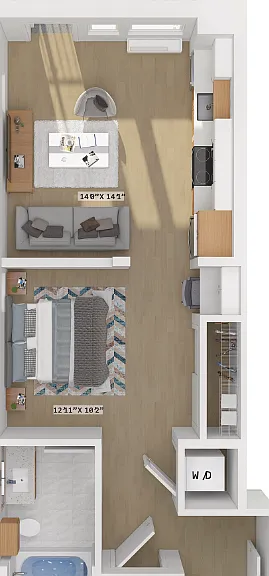 Urban 1 Bedroom 01H Floorplan Diagram