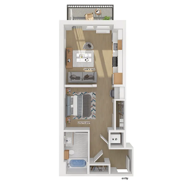 Floor plan Urban 1 Bedroom 01H