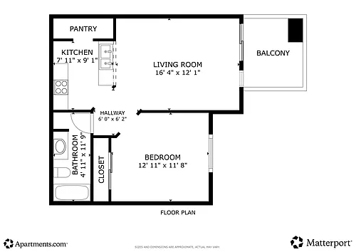 Floor plan 1x1Br