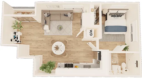 Floor plan 1 Bedroom, 1 Bath D