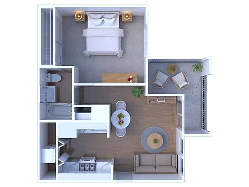 Floor plan 1 BR - 1 BTH