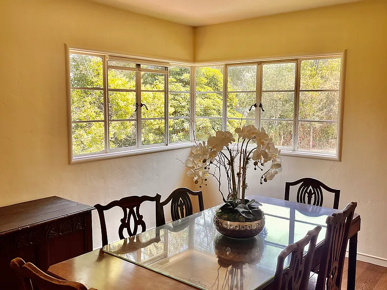 Dining room with a view of the back yard