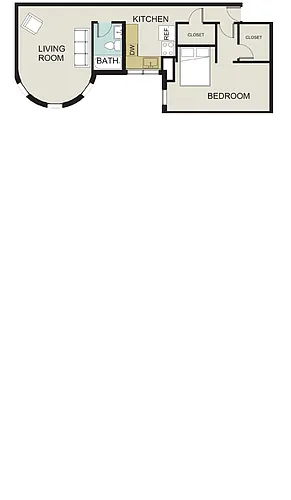 Floor plan 1 bedroom, 1 bath (A)