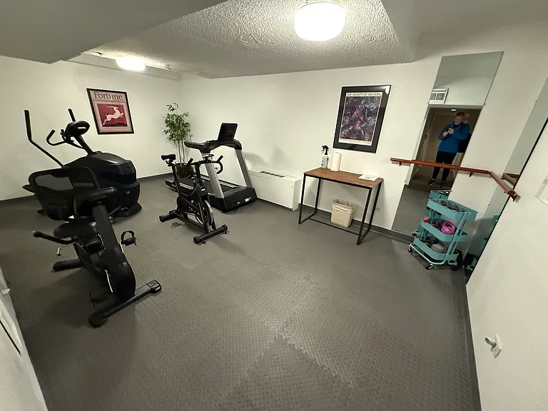 Fitness room in building basement