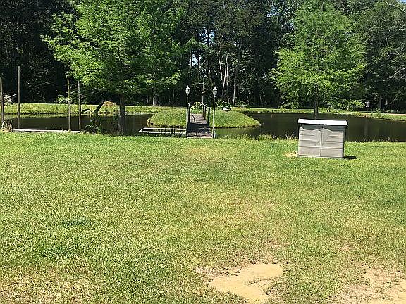 Stocked pond with island