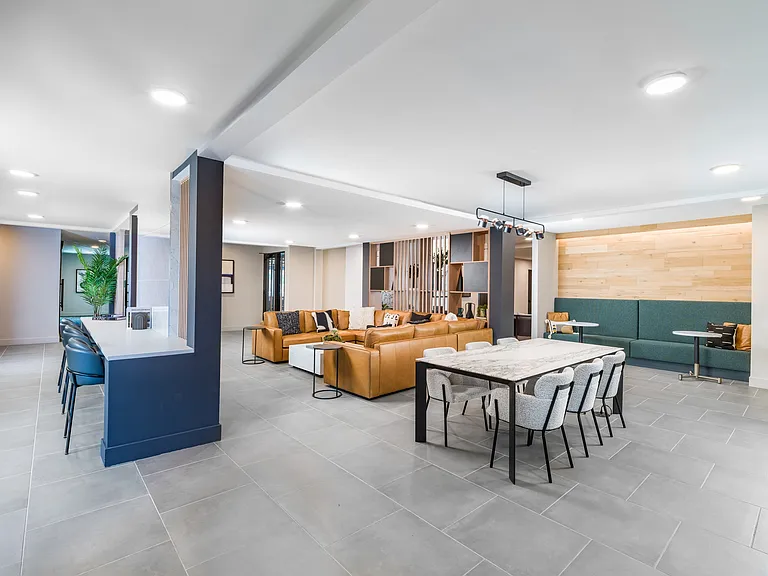 Experience luxury and comfort at Modera Montville! Our 2nd floor lobby boasts an expansive clubroom with ample gathering space and a chic coffee bar, ideal for meeting friends or unwinding.