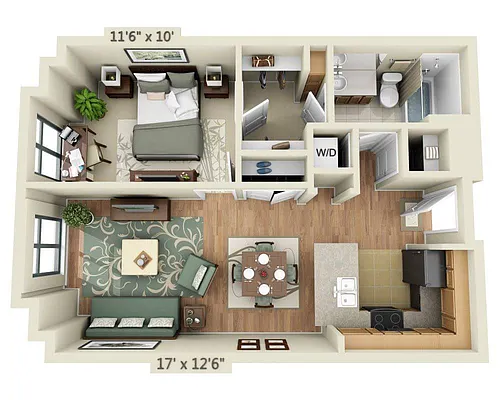 Floor plan 1 BEDROOM FLAT (A1L)