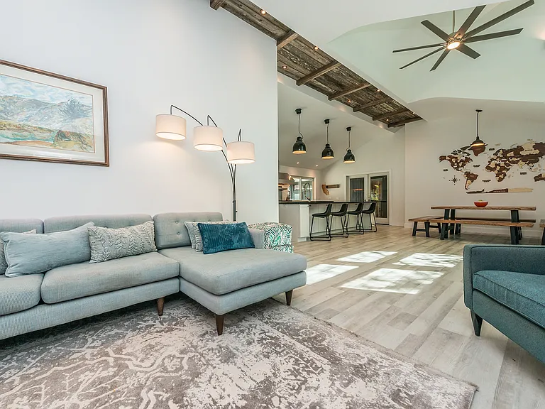 Seamless flow from kitchen to living and dining areas
