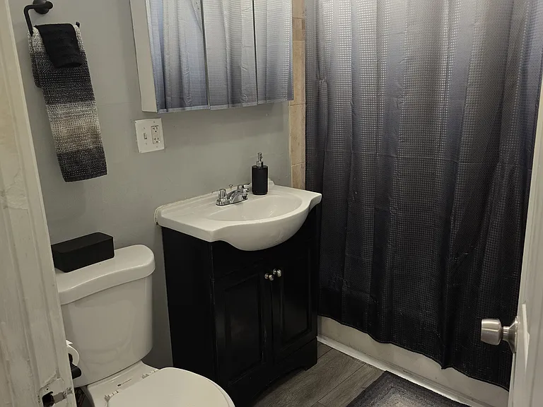 Bathroom under the sink storage.