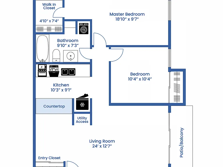 Two Bedroom Garden Floorplan at 890 Square Feet - Remodel Two Bedroom Garden Floorplan at 890 Square Feet - Remodel
