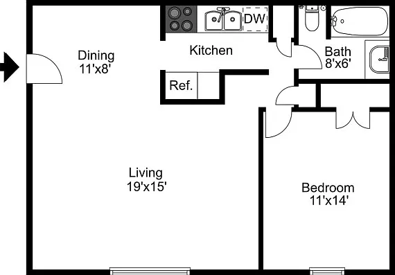 One Bedroom Floorplan One Bedroom Floorplan