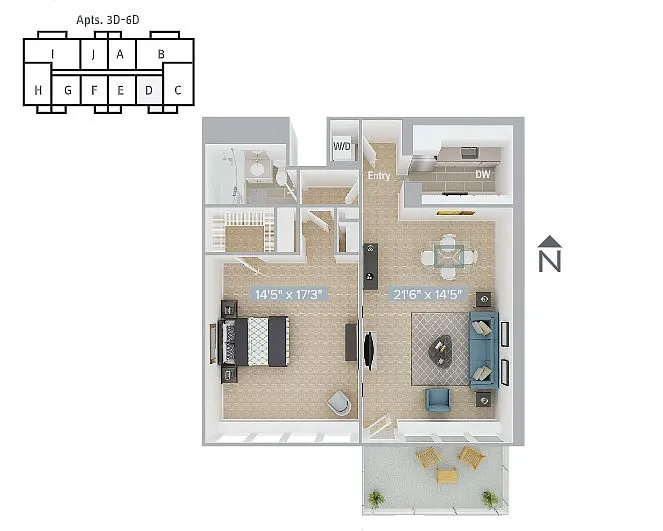 Floor plan A11-840SF-3D-6D-Classic
