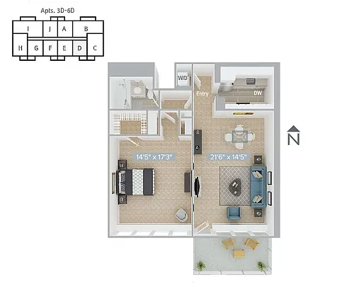 Floor plan A11-840SF-3D-6D-Classic