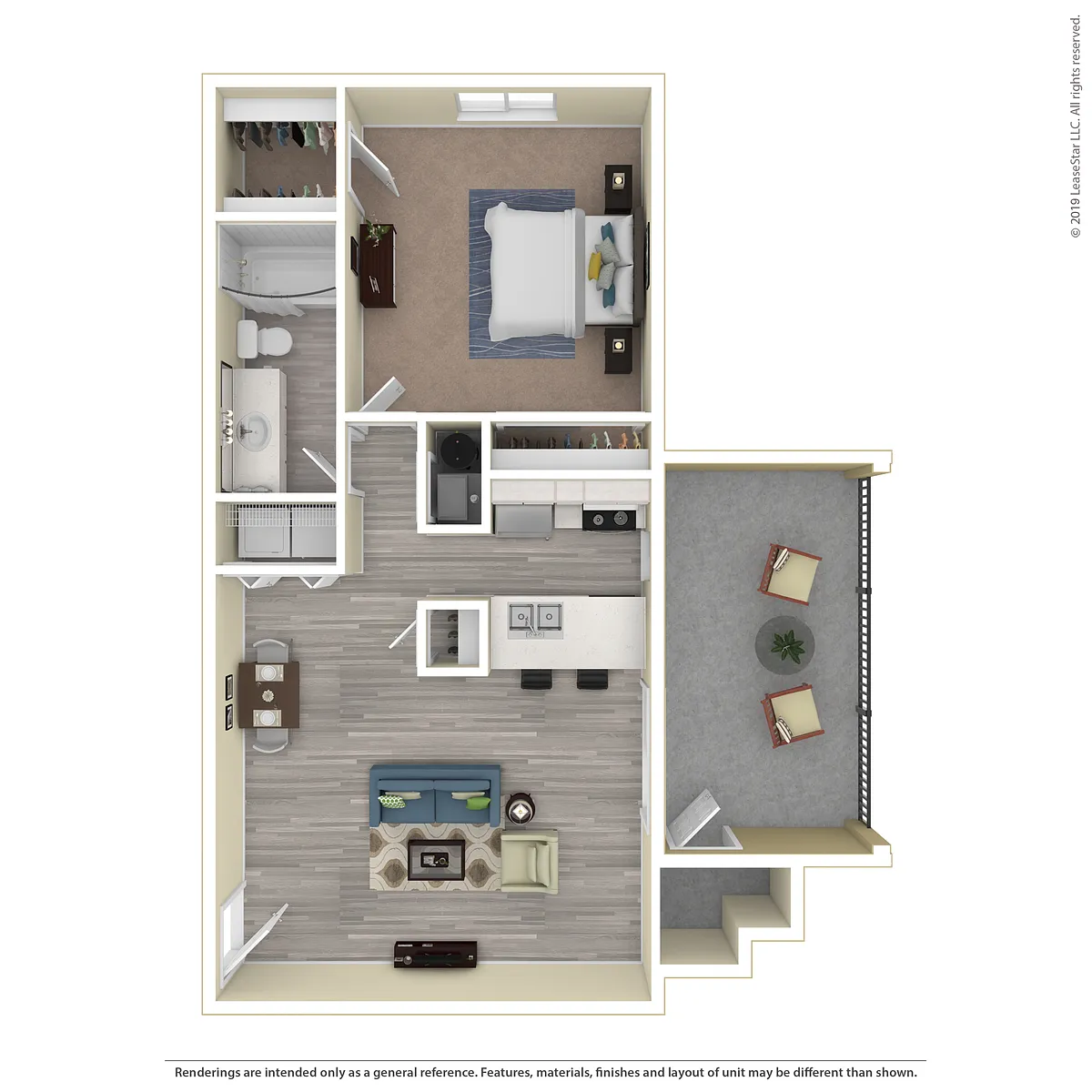 Floor plan 1x1 Large Upgraded