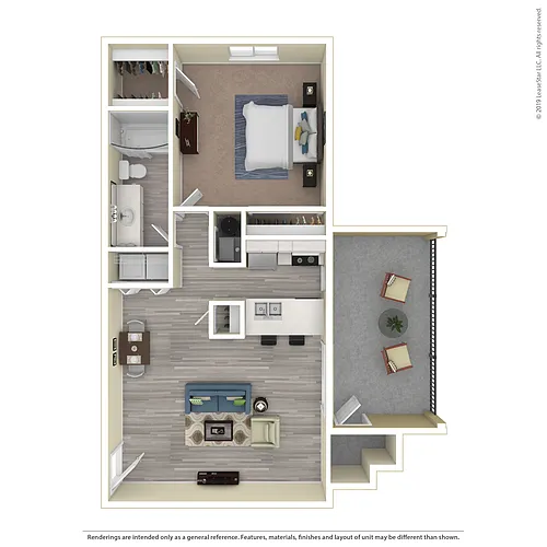 Floor plan 1x1 Large Upgraded