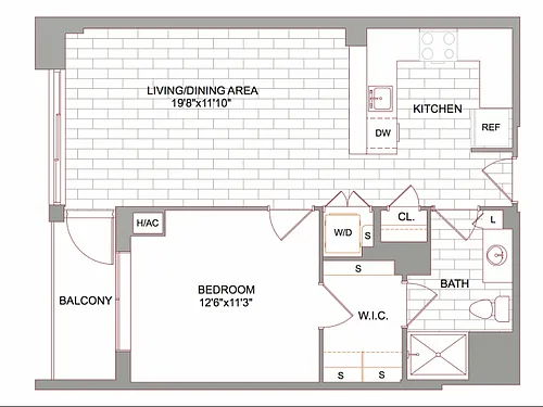 Floor plan 1x1 Balcony