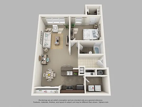 Floor plan One Bedroom One Bath