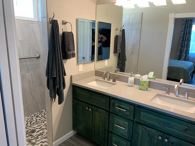 A different view of the double vanity in the Master Bath.
