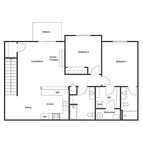 Floor plan 2 BED 2 BATH UPPER