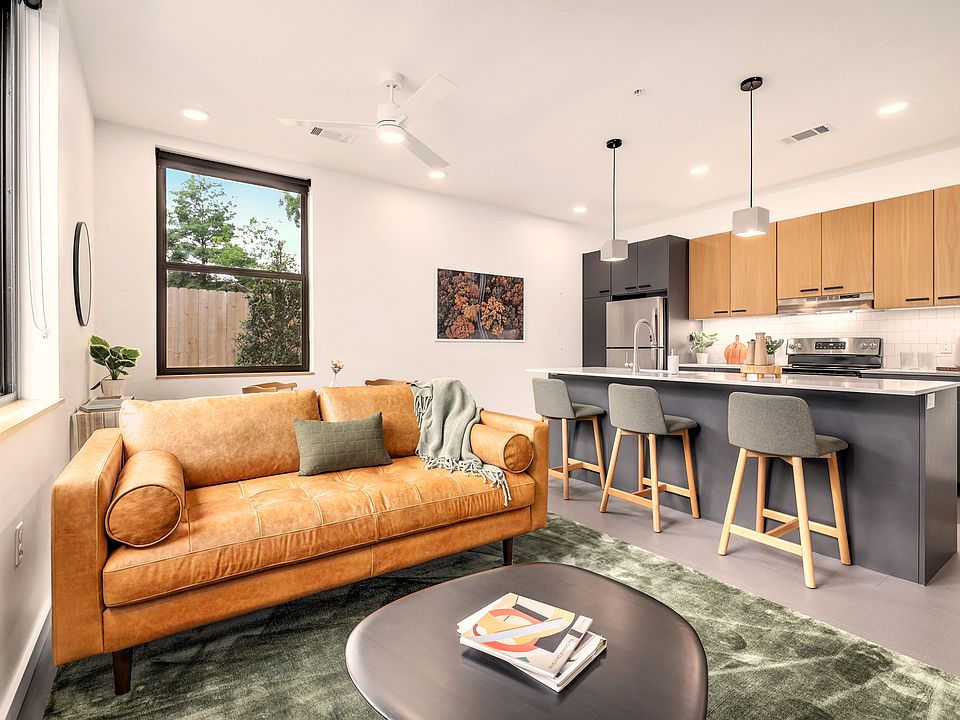 Rendering of Apartment Kitchen Space and Living Space