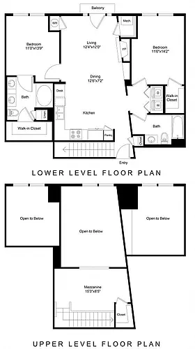 Floor plan Arapahoe Loft Two Bedroom