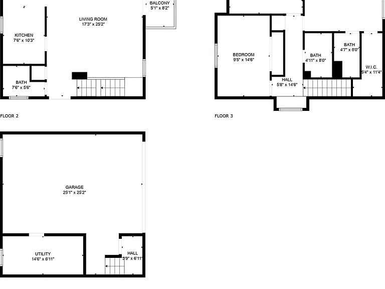 Functional three-bedroom floor plan offering flexible living spaces.