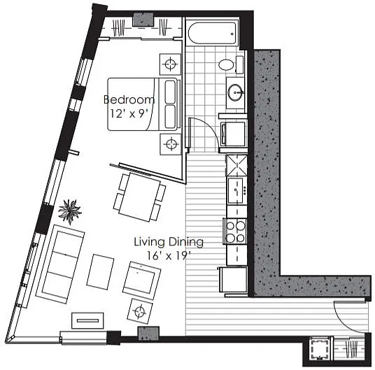 Floor plan 1X1 D