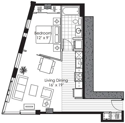 Floor plan 1X1 D