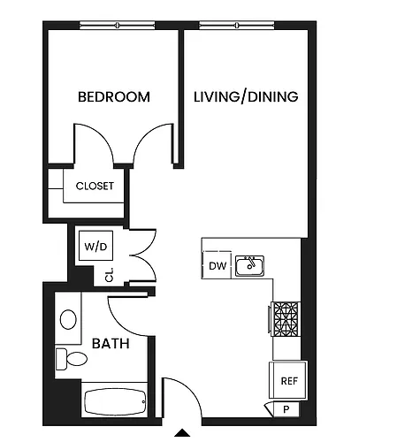 Floor plan 1 Bed/1 Bath-A6