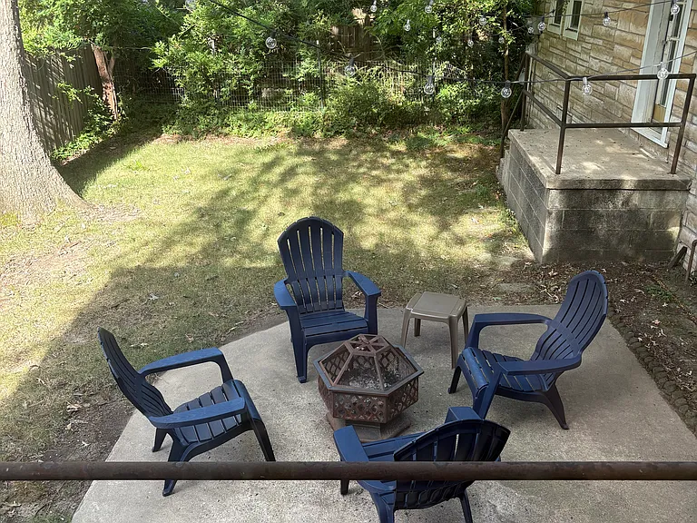 Fenced backyard.