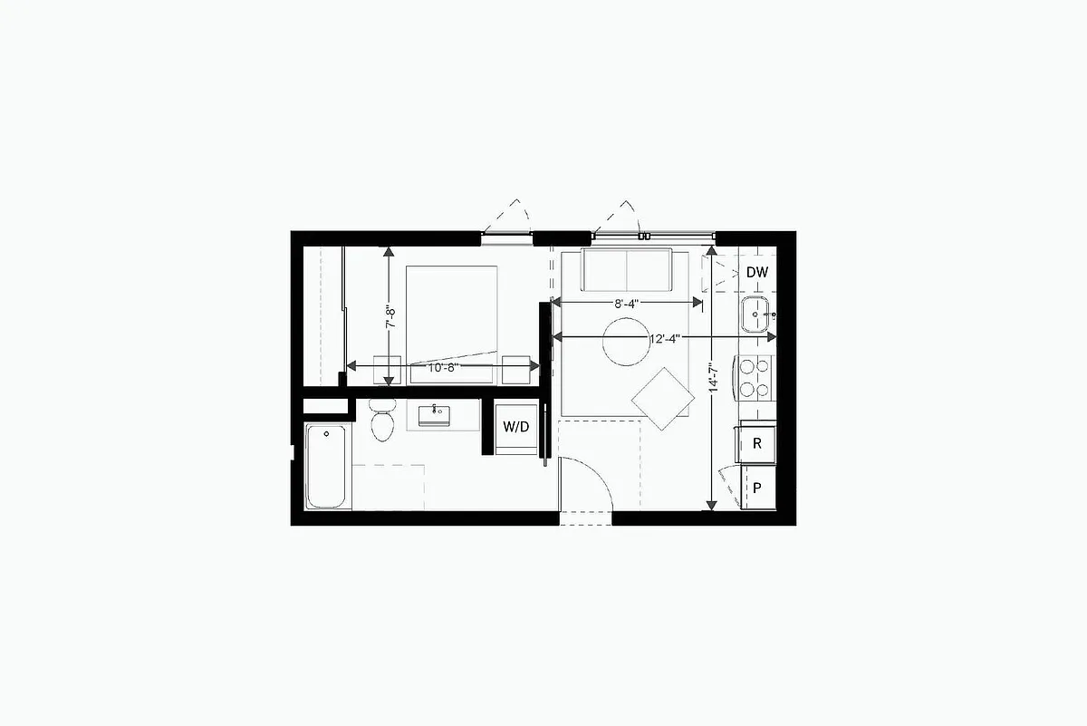 Floor plan 1 Bedroom MFTE
