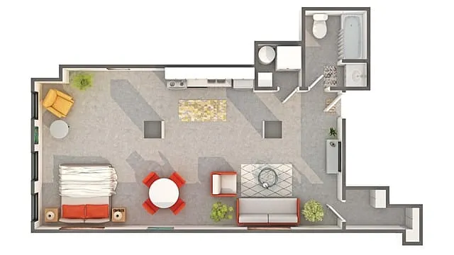 Floor plan Bvilding 1 Bedroom
