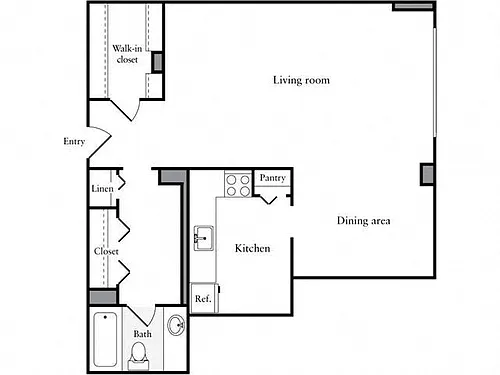 Floor plan Studio, 1 Bath 673 SF 01f