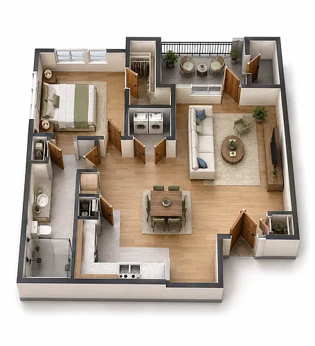 Floor plan One Bedroom, One Bath