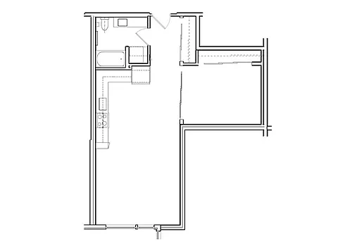 Floor plan Open 1 Bed, 1 Bath O3