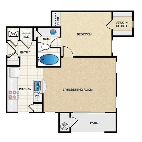 Floor plan One Bedroom A1